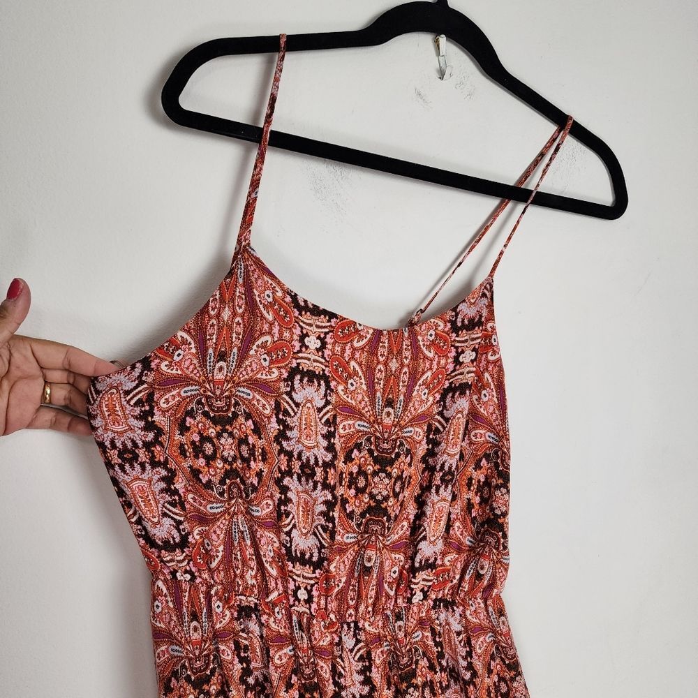 Purple Snow Wide Leg Jumpsuit Bohemian Ethnic Print Palazzo Spaghetti Straps M - Picture 4 of 15